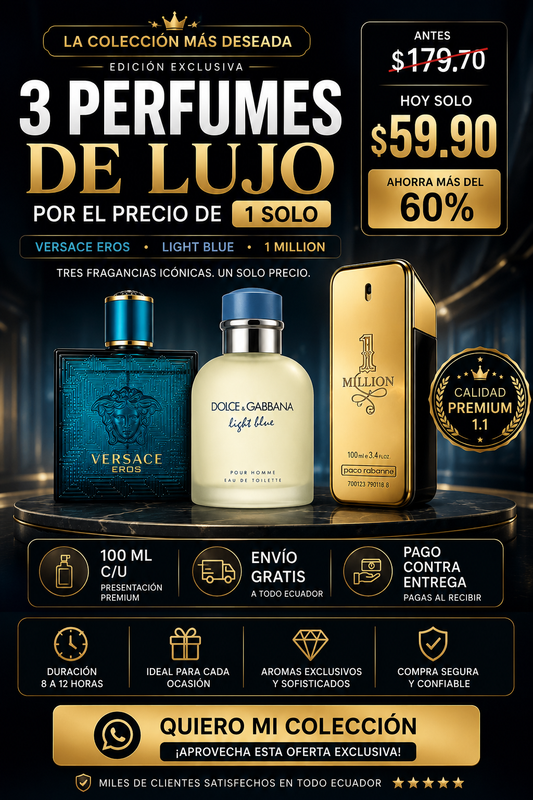 3 PERFUMES DE LUJO POR EL PRECIO DE 1 (100ML)