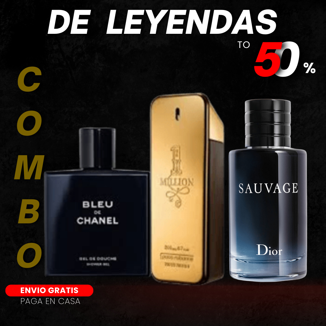 COMBO DE LEYENDAS 3 X 1. SAUVAGE, ONE MILLION Y BLEU CHANEL 100ML